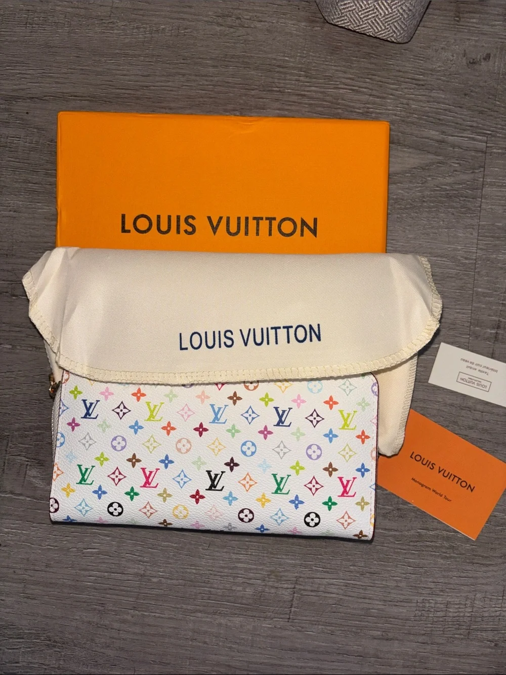 Authentic Louis Vuitton White Multicolor Monogram Zip Wallet - Picture 8 of 13